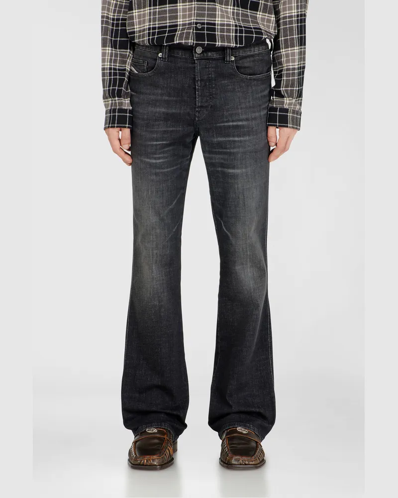 Diesel Bootcut Jeans Regular Waist 1998 D-Buck, Schwarz/Dunkelgrau, Knopfverschluss Schwarz