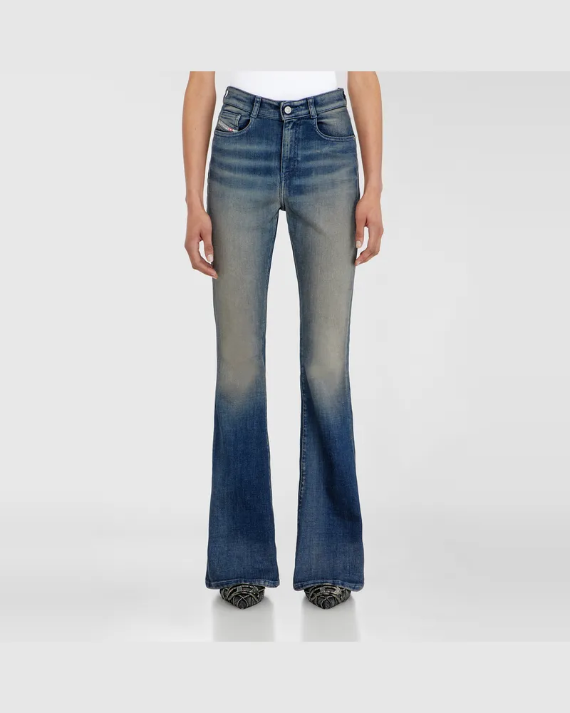 Diesel Bootcut Jeans High Waist 1973 D-Partt, Dunkelblau, Reißverschluss Blau