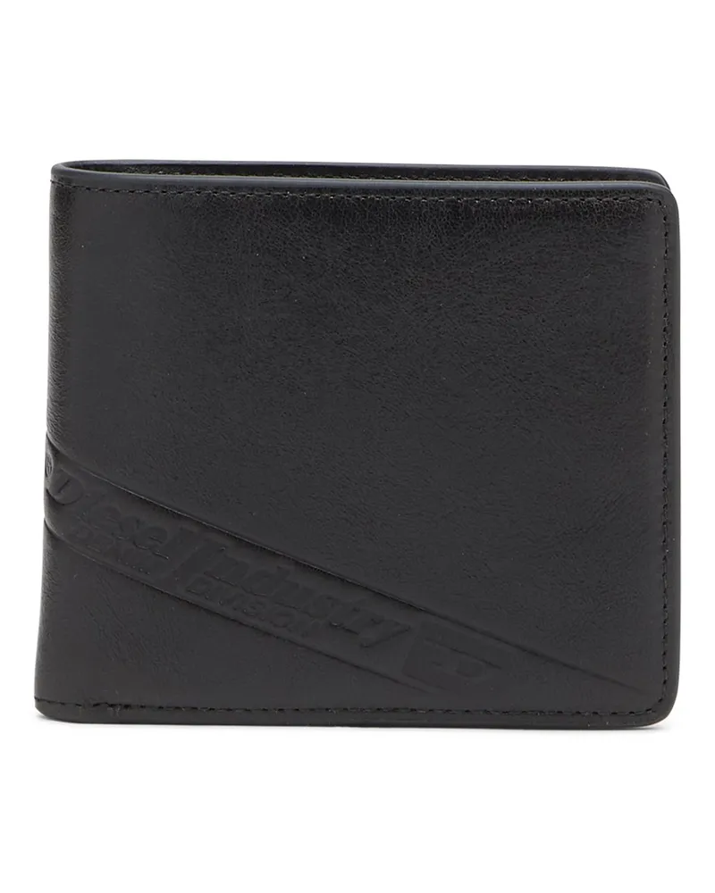 Diesel Zweifach gefaltete Lederbrieftasche mit geprägtem Logo - Kleine Portemonnaies - Herren - Schwarz Schwarz