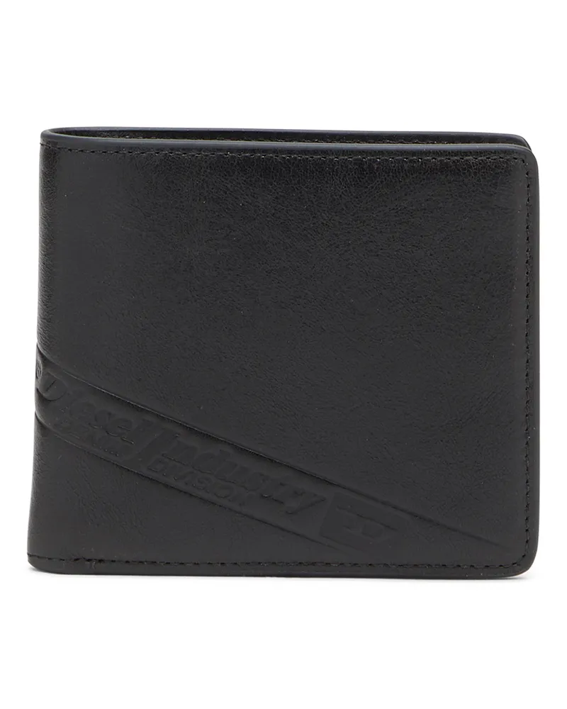 Diesel Zweifach gefaltete Lederbrieftasche mit geprägtem Logo - Kleine Portemonnaies - Herren - Schwarz Schwarz