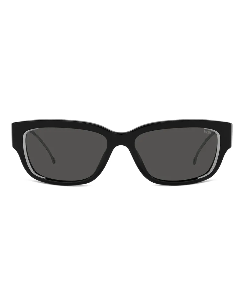 Diesel Rechteckiges Modell Brille - Sonnenbrille - Unisex - Schwarz Schwarz