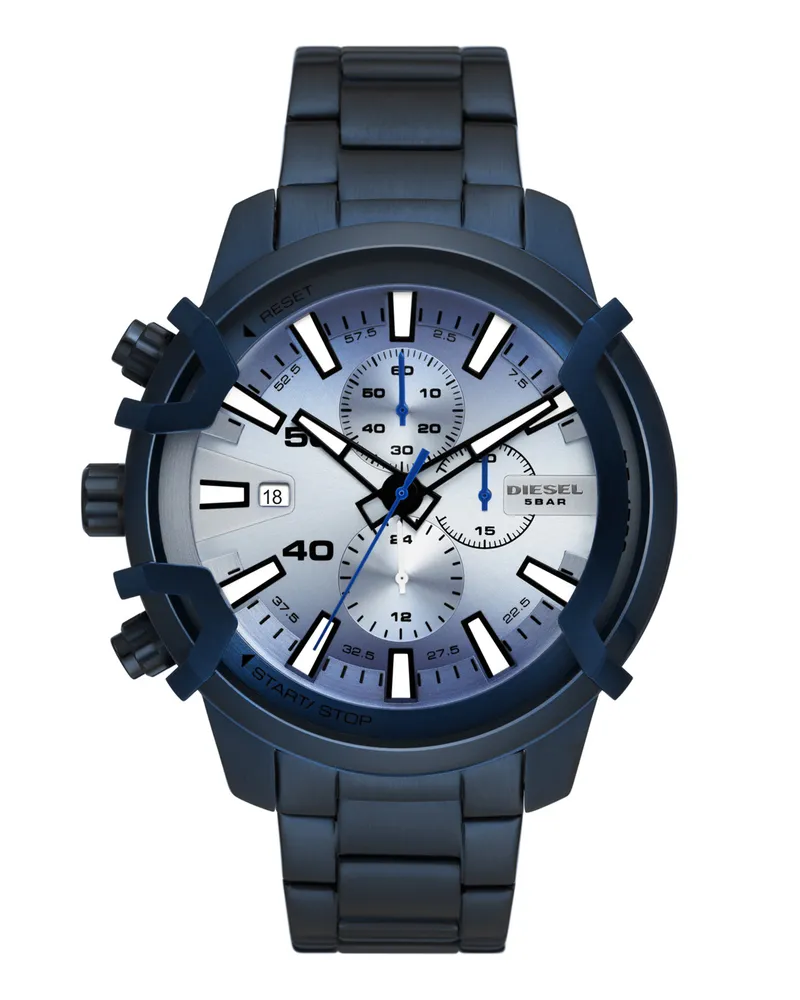 Diesel Griffed Chronograph aus blauem Edelstahl - Uhren - Herren - Blau Blau