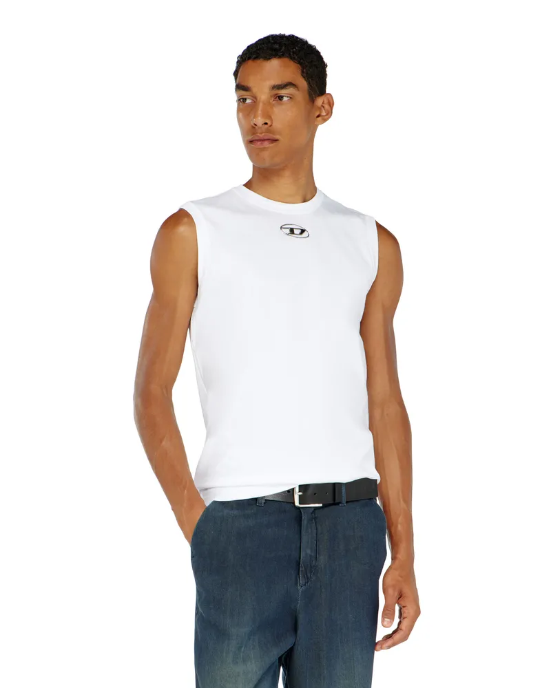 Diesel Tanktop mit Metallic-Oval D - T-Shirts - Herren - Weiss Weiss
