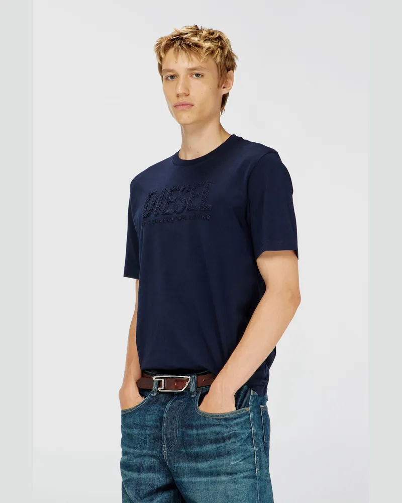 Diesel T-Shirt aus Baumwolle mit tonalem Diesel-Logoprint - T-Shirts - Herren - Blau Blau