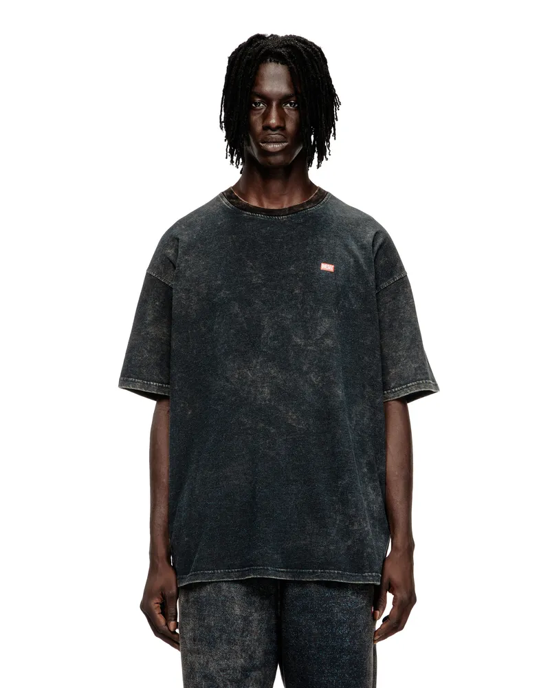 Diesel T-Shirt aus Vanisé-Jersey mit Logo - T-Shirts - Herren - Schwarz Schwarz