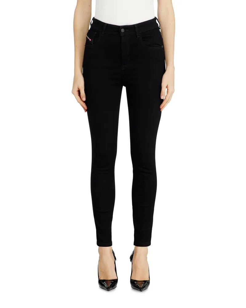 Diesel Skinny Jeans High Waist 1984 Slandy-High, Schwarz/Dunkelgrau, Reißverschluss Schwarz