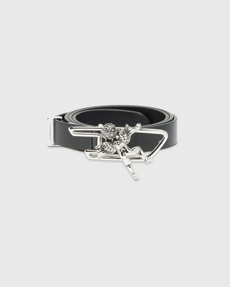 Diesel 2 cm Ledergürtel mit Cherub D Umriss-Schließe - Gürtel - Damen - Schwarz Schwarz