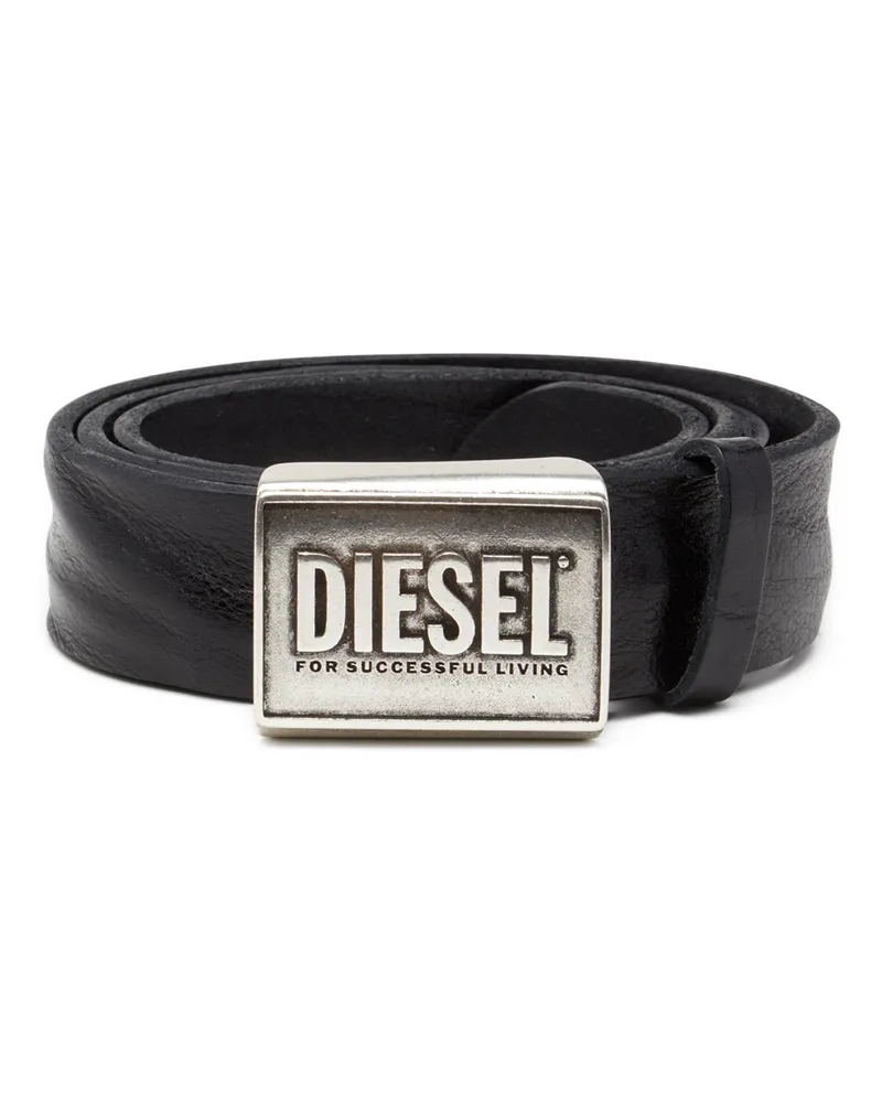 Diesel Ledergürtel 4 cm mit Logoplatte - Gürtel - Herren - Schwarz Schwarz