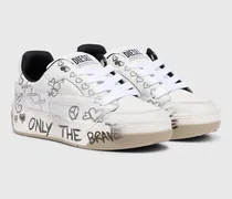 D-Ollie-Ledersneaker mit Graffiti-Print - Sneakers - Damen - Weiss