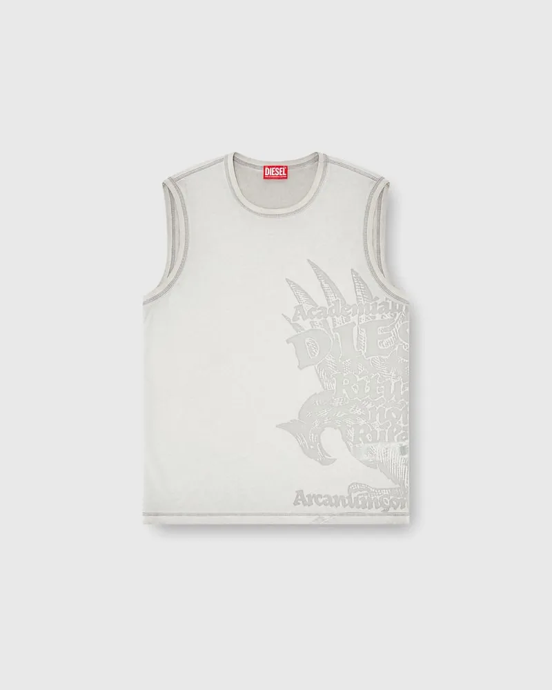Diesel Ärmelloses Jersey-Top mit geprägten Grafiken - T-Shirts - Herren - Grau Grau