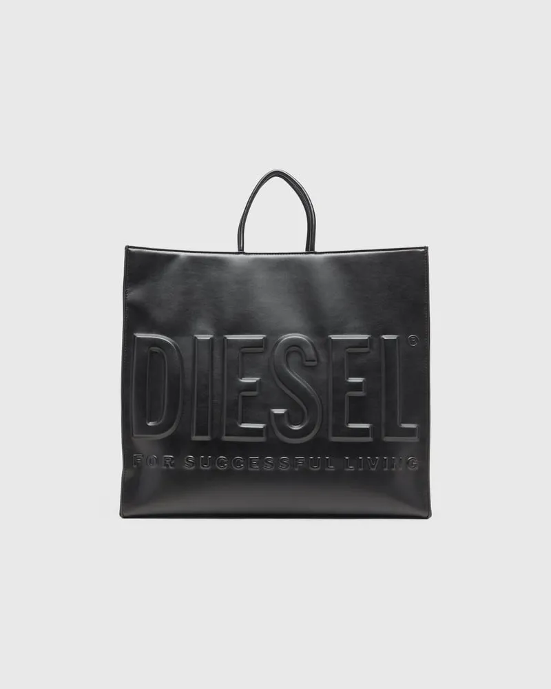 Diesel Dsl 3D-Einkaufstasche aus weichem PU mit geprägtem Logo - Shoppers - Unisex - Schwarz Schwarz