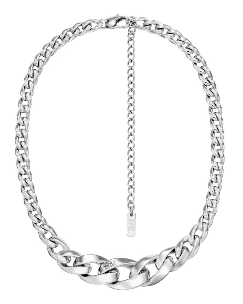 Diesel Kettenhalskette aus Edelstahl - Halsketten - Unisex - Silber Silber