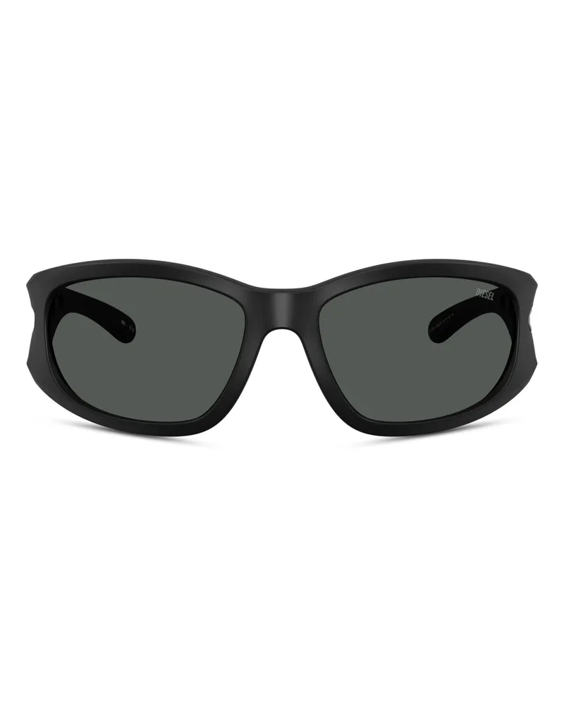 Diesel Rechteckige Sonnenbrillen - Sonnenbrille - Unisex - Schwarz Schwarz