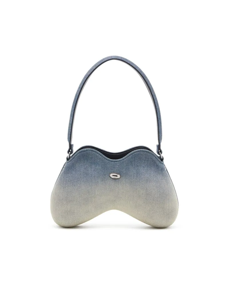 Diesel Double-D-Schultertasche aus solarisiertem Denim - Schultertaschen - Damen - Blau Blau