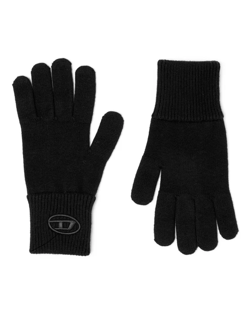 Diesel Wollmischung Handschuhe mit eingesticktem Logo - Handschuhe - Unisex - Schwarz Schwarz