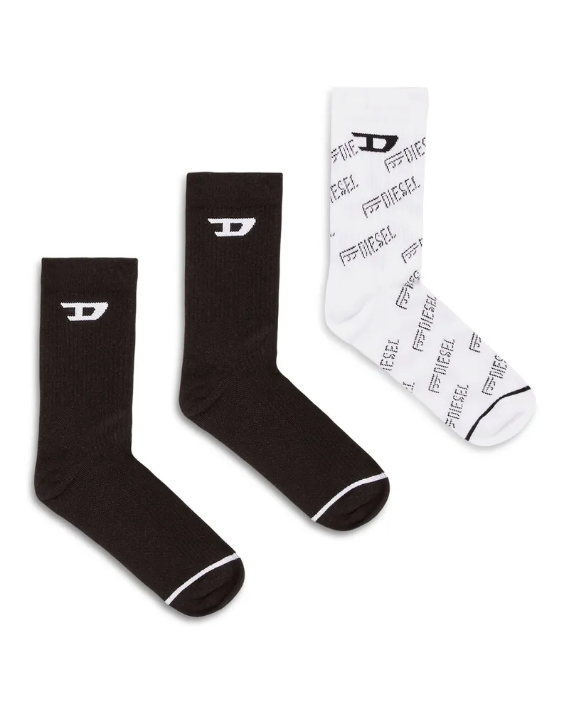 Diesel Dreierpack Baumwollsocken mit Allover-Logo - Socken - Herren - Bunt Bunt