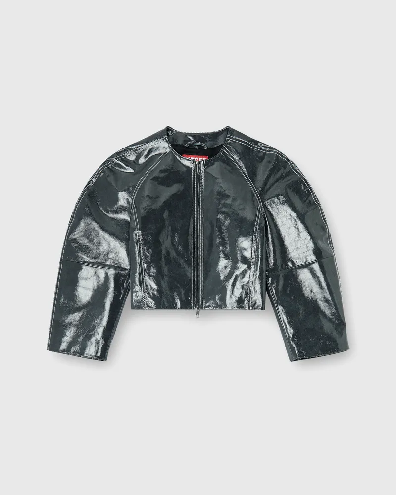 Diesel Patent-leather jacket mit Cocoon-Ärmeln - Lederjacken - Damen - Grau Grau