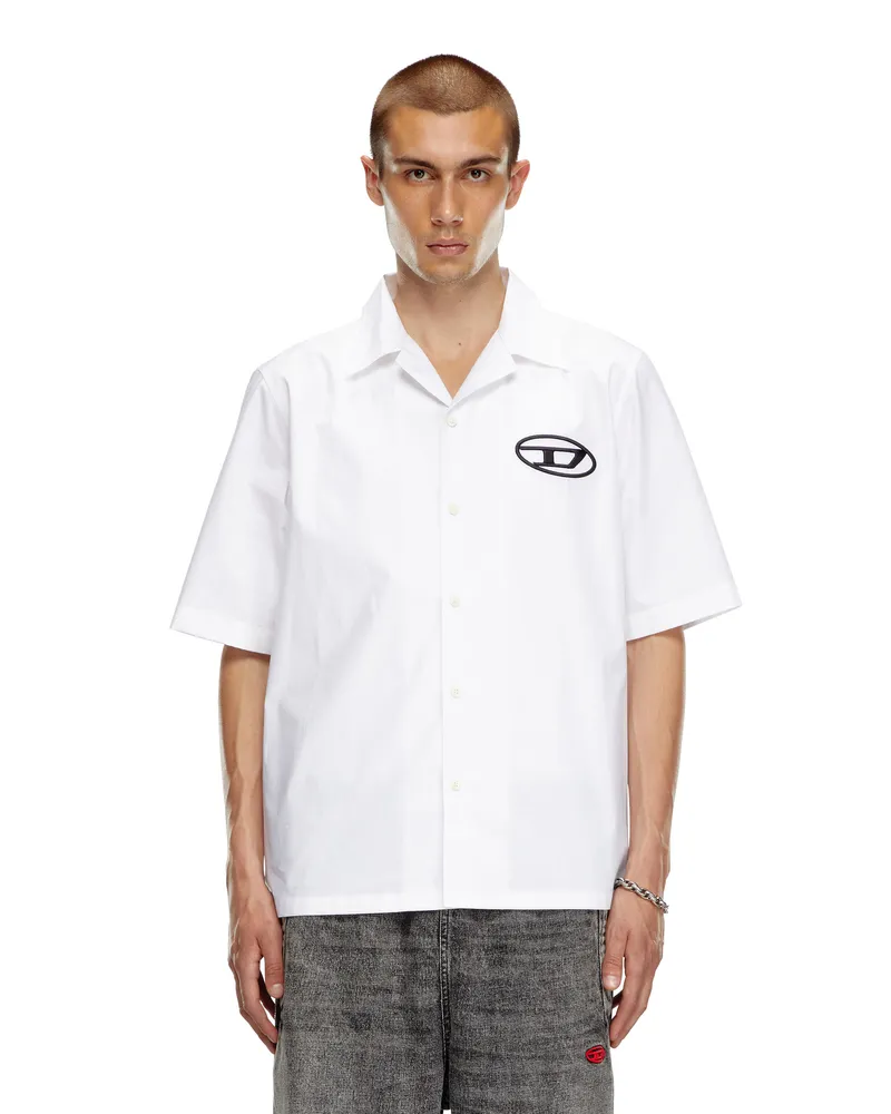 Diesel Bowlinghemd mit Logo-Stickerei - Hemden - Herren - Weiss Weiss