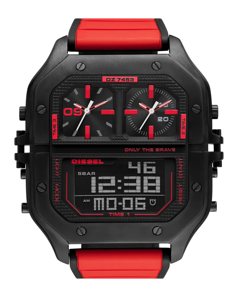 Diesel Clasher Armbanduhr Analog-Digital mit rotem Silikonarmband - Uhren - Herren - Rot Rot