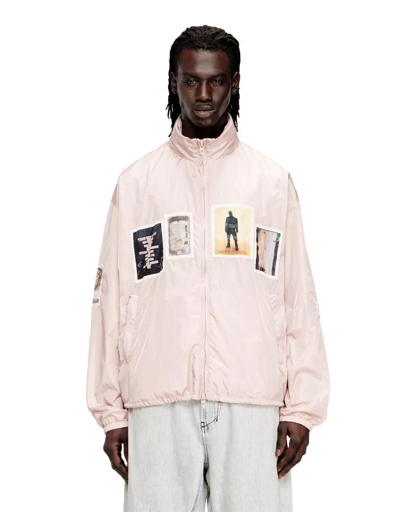 Diesel Windjacke mit grafischen Aufnähern - Jacken - Herren - Rosa Rosa