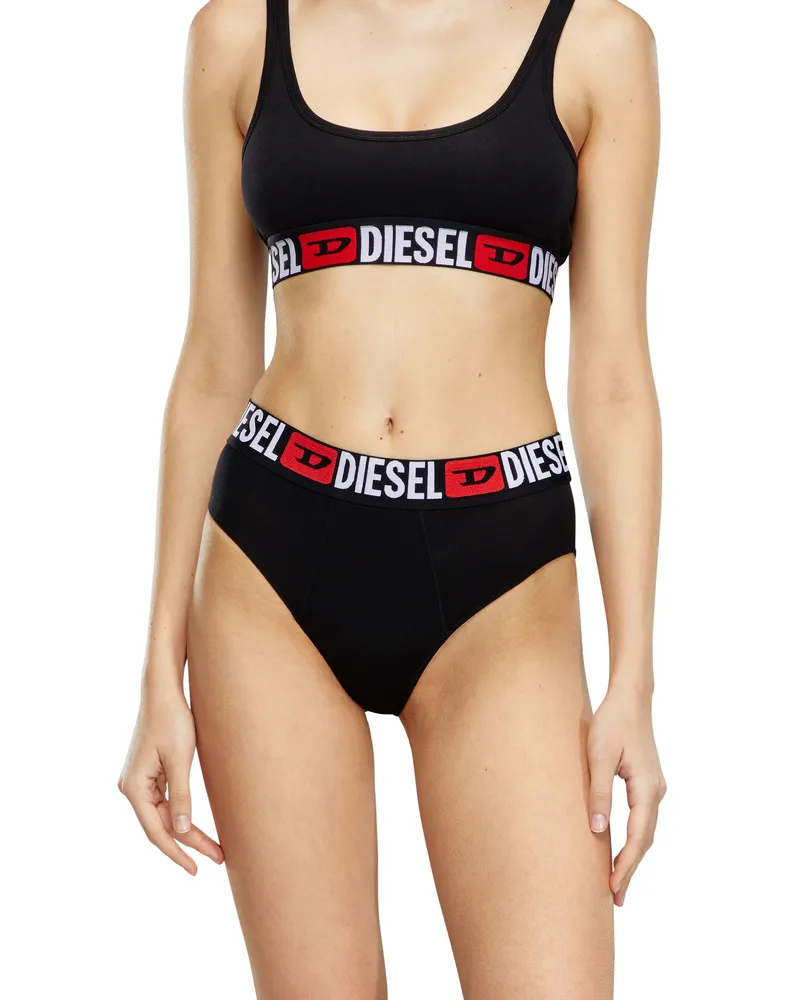 Diesel Gerippte Briefs mit hohem Bund im Dreierpack - Panties - Damen - Schwarz Schwarz