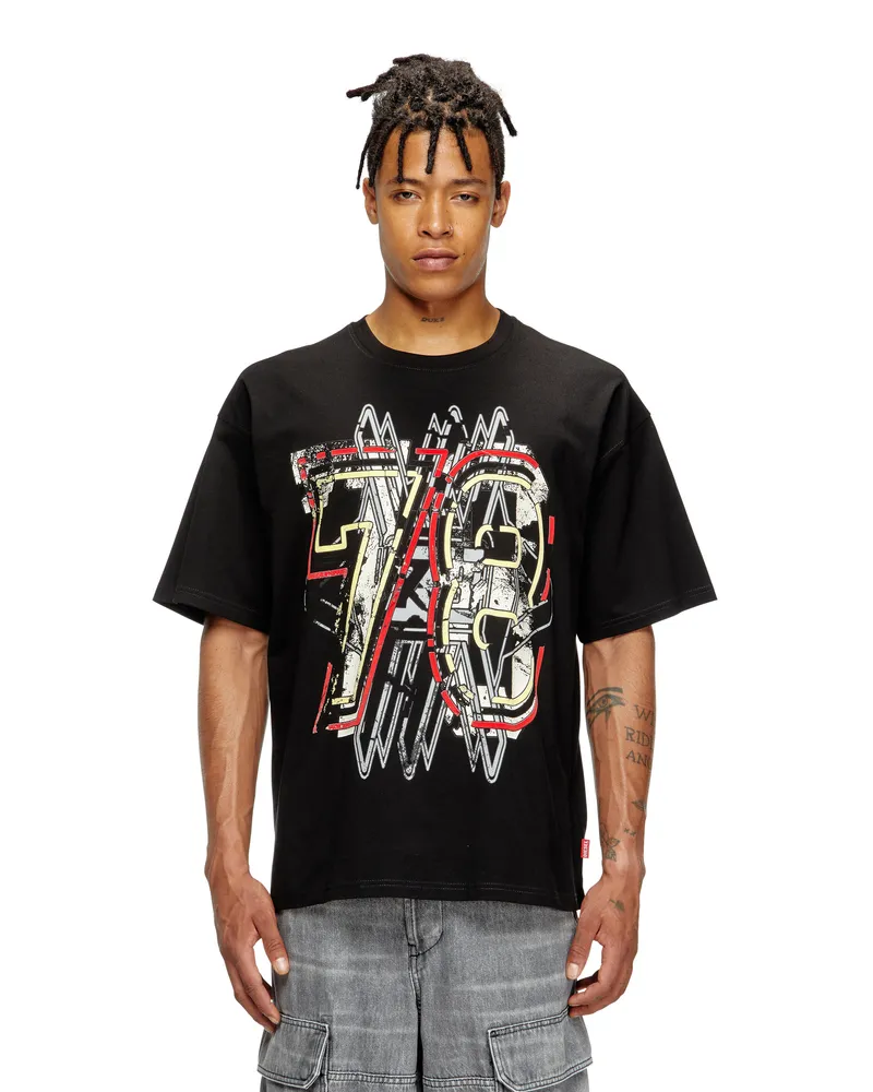 Diesel T-Shirt mit 78-Print - T-Shirts - Herren - Schwarz Schwarz