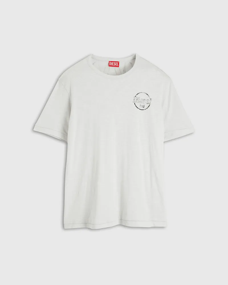 Diesel T-Shirt aus Slub-Jersey mit Crack-Print - T-Shirts - Herren - Weiss Weiss