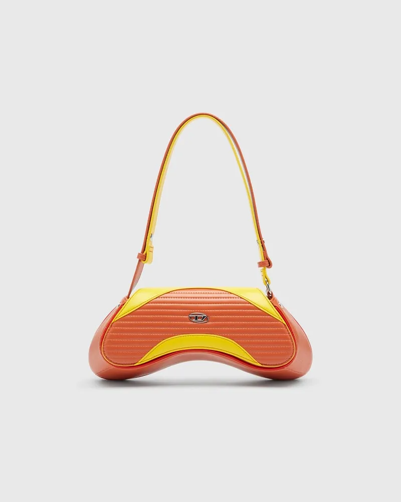 Diesel Play - Umhängetasche aus gestepptem, perforiertem PU - Schultertaschen - Damen - Bunt Bunt