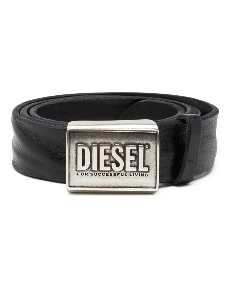 Diesel Ledergürtel 4 cm mit Logoplatte - Gürtel - Herren - Schwarz Schwarz