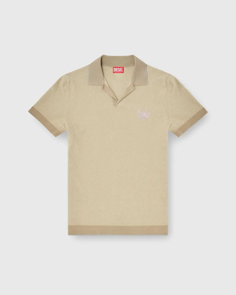 Diesel Poloshirt aus Bouclé-Strick mit Phoenix-Logo - T-Shirts - Herren - Beige Beige