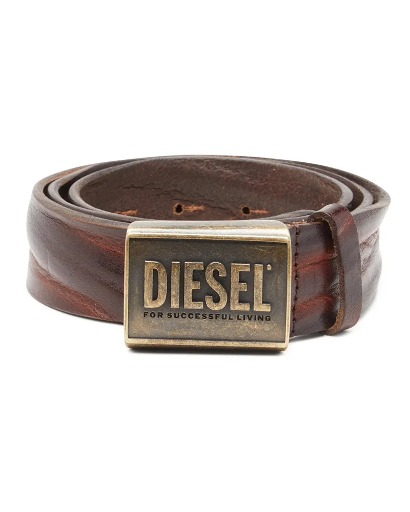 Diesel Ledergürtel 4 cm mit Logoplatte - Gürtel - Herren - Braun Braun