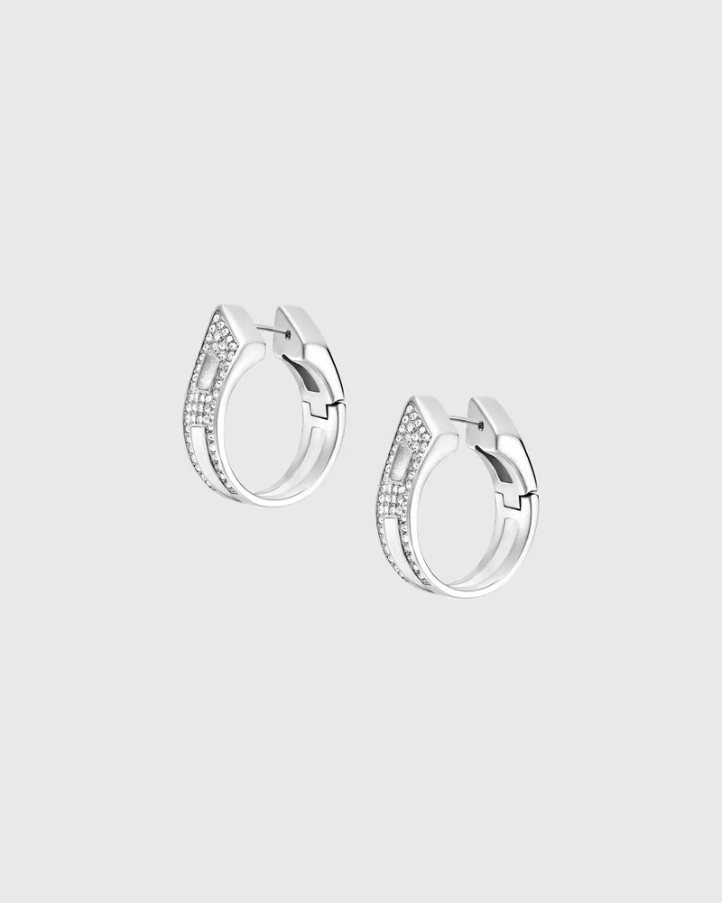 Diesel Creolen-Ohrringe aus Edelstahl mit Pavé-Besatz - Ohrringe - Unisex - Silber Silber