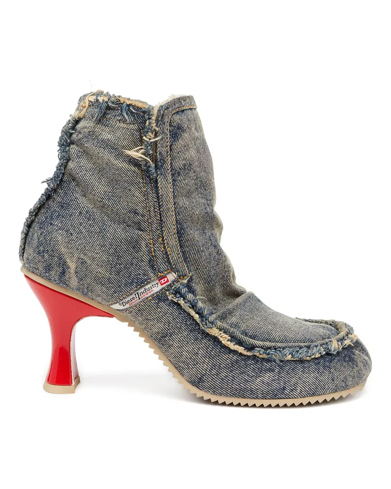 Diesel D-Woodstock - Stiefel aus Denim mit Absatz - Stiefeletten - Damen - Blau Blau
