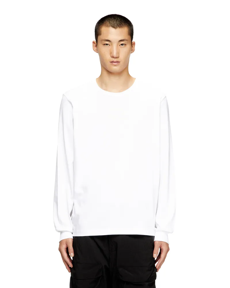 Diesel Langärmliges Baumwoll-T-Shirt - T-Shirts - Herren - Weiss Weiss