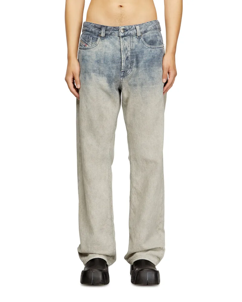 Diesel Relaxed Jeans Regular Waist 1980 D-Eeper, Mittelblau, Knopfverschluss Blau