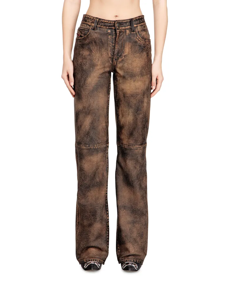 Diesel Jeans-geschnittene Lederhosen mit Distressed-Effekt - Hosen - Damen - Braun Braun