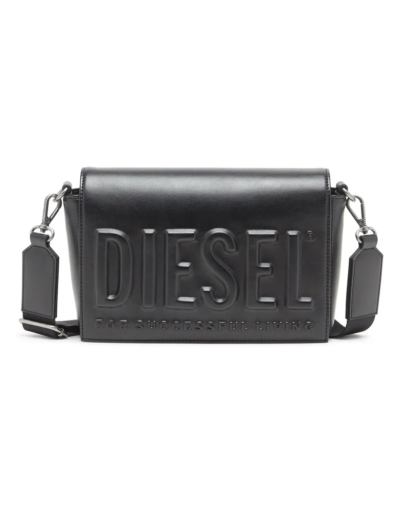 Diesel Dsl 3D - PU-Tasche mit geprägtem Logo - Schultertaschen - Unisex - Schwarz Schwarz