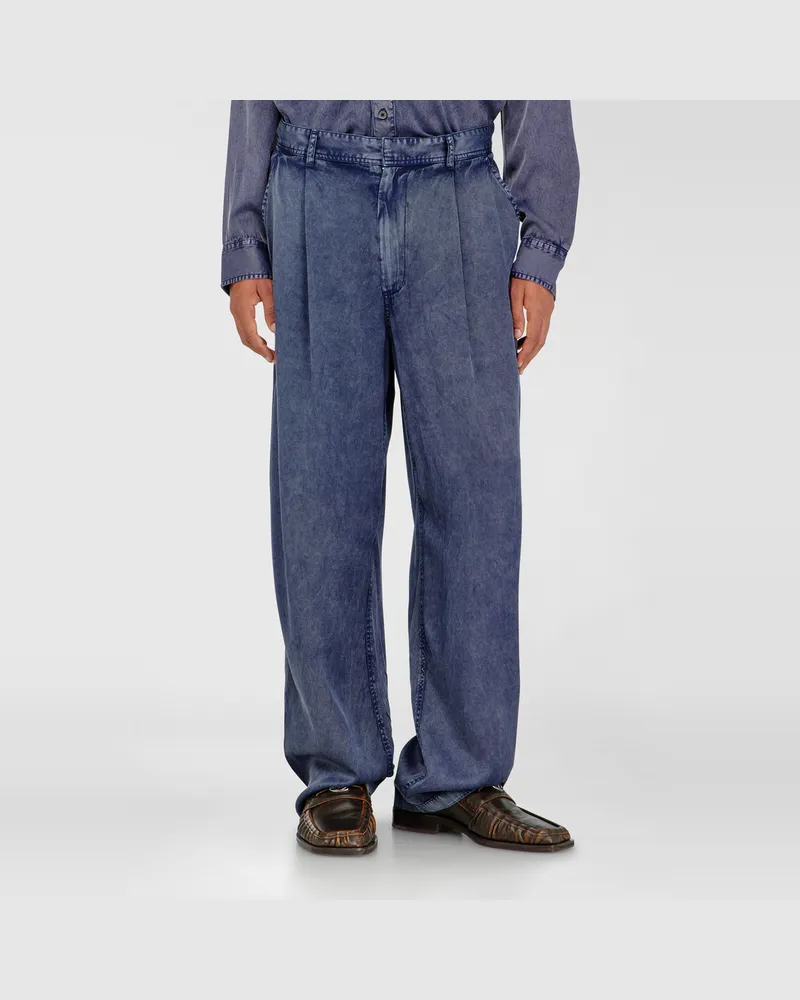 Diesel Wide-Leg-Hose aus Viskose in Denim-Optik - Hosen - Herren - Blau Blau
