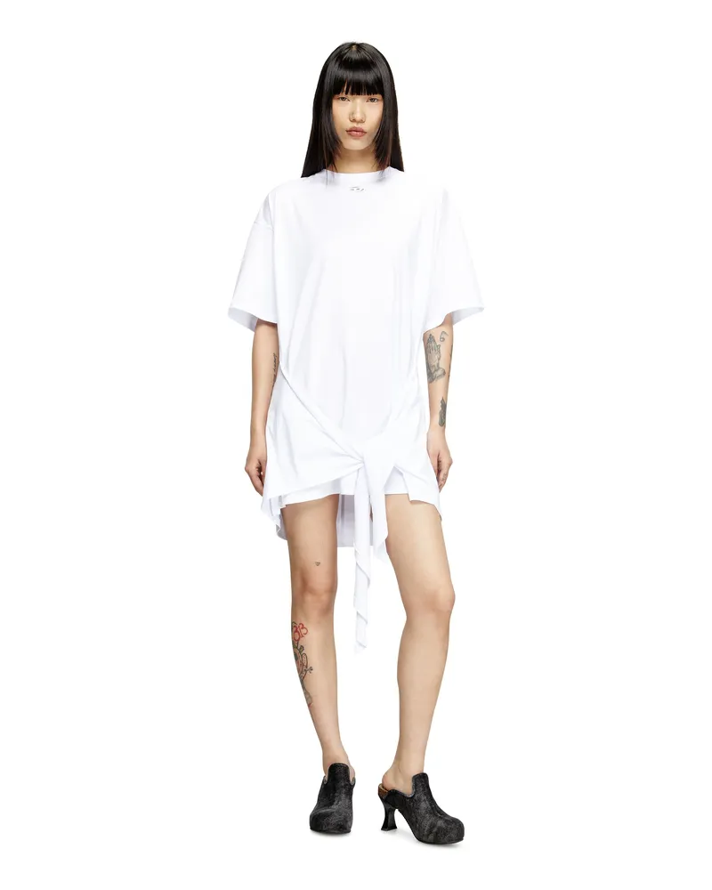 Diesel T-Shirt-Kleid mit Bindeband auf der Vorderseite - Kleider - Damen - Weiss Weiss
