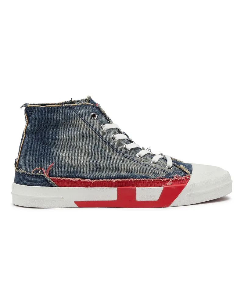 Diesel D-Verse-High-Top-Sneaker aus Denim mit D-Logo - Sneakers - Herren - Blau Blau