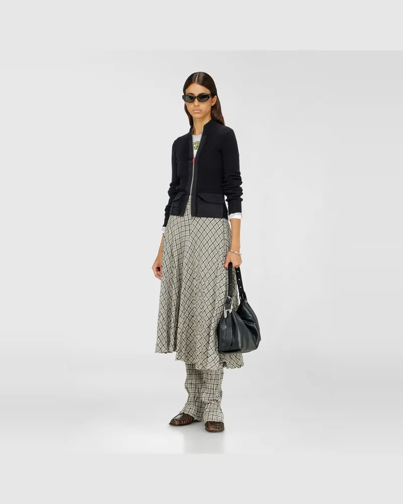 Diesel Geripptes Cardigan mit Cargotaschen - Strickwaren - Damen - Schwarz Schwarz