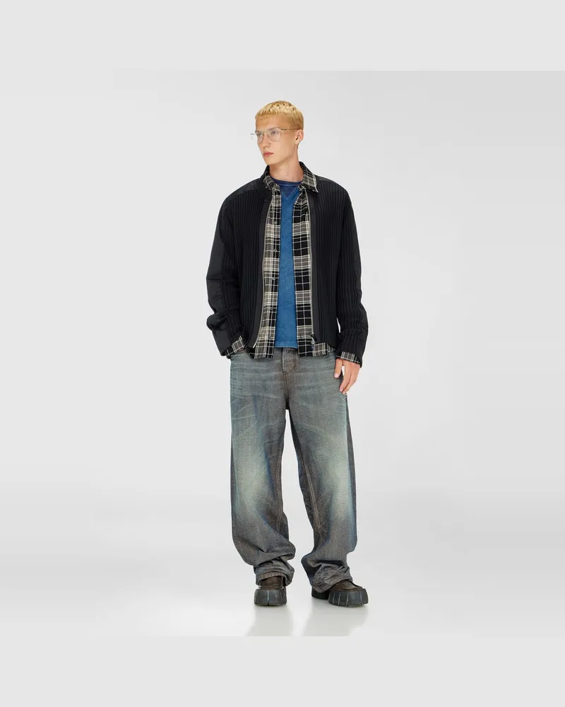 Diesel Reißverschluss-Cardigan mit Utility-Einsätzen - Strickwaren - Herren - Schwarz Schwarz