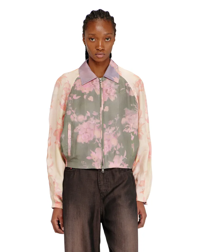 Diesel Geblümte Bomberjacke aus geknittertem Acetat - Jacken - Damen - Bunt Bunt