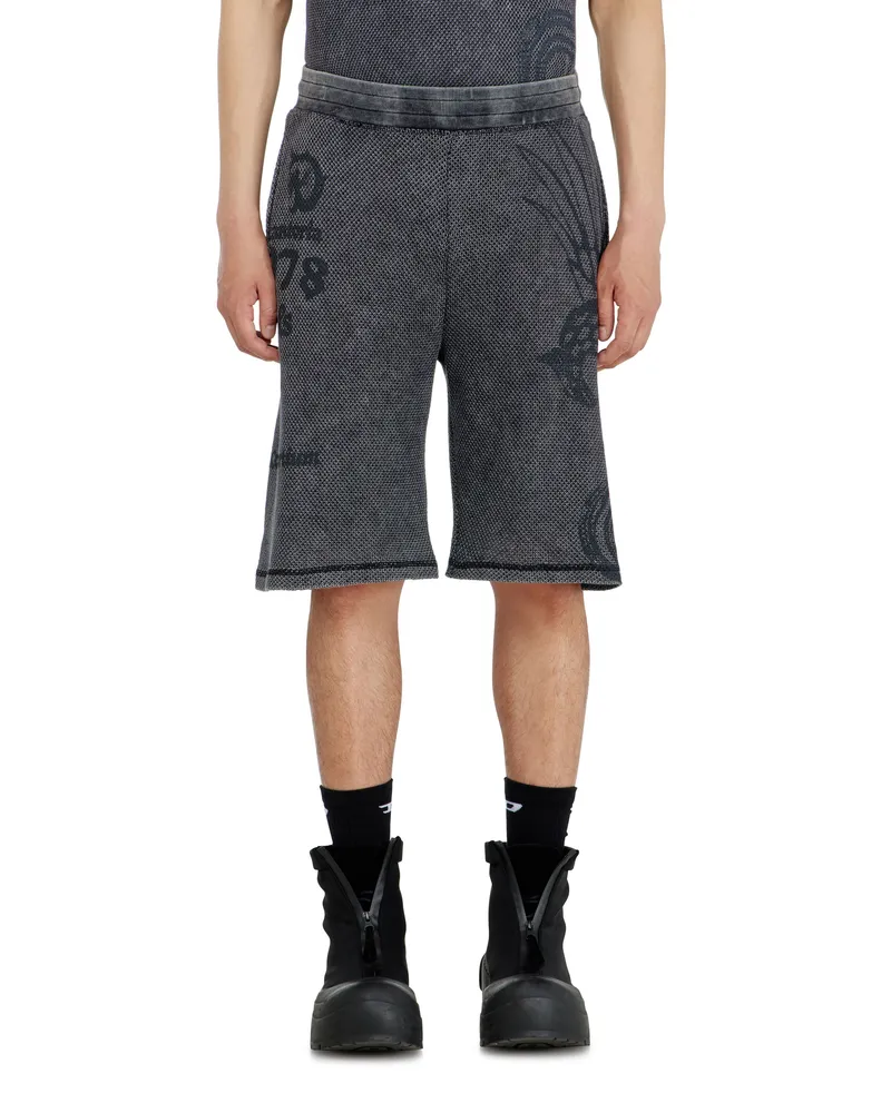 Diesel Sweatshorts aus Baumwollmesh mit Prints - Kurze Hosen - Herren - Grau Grau