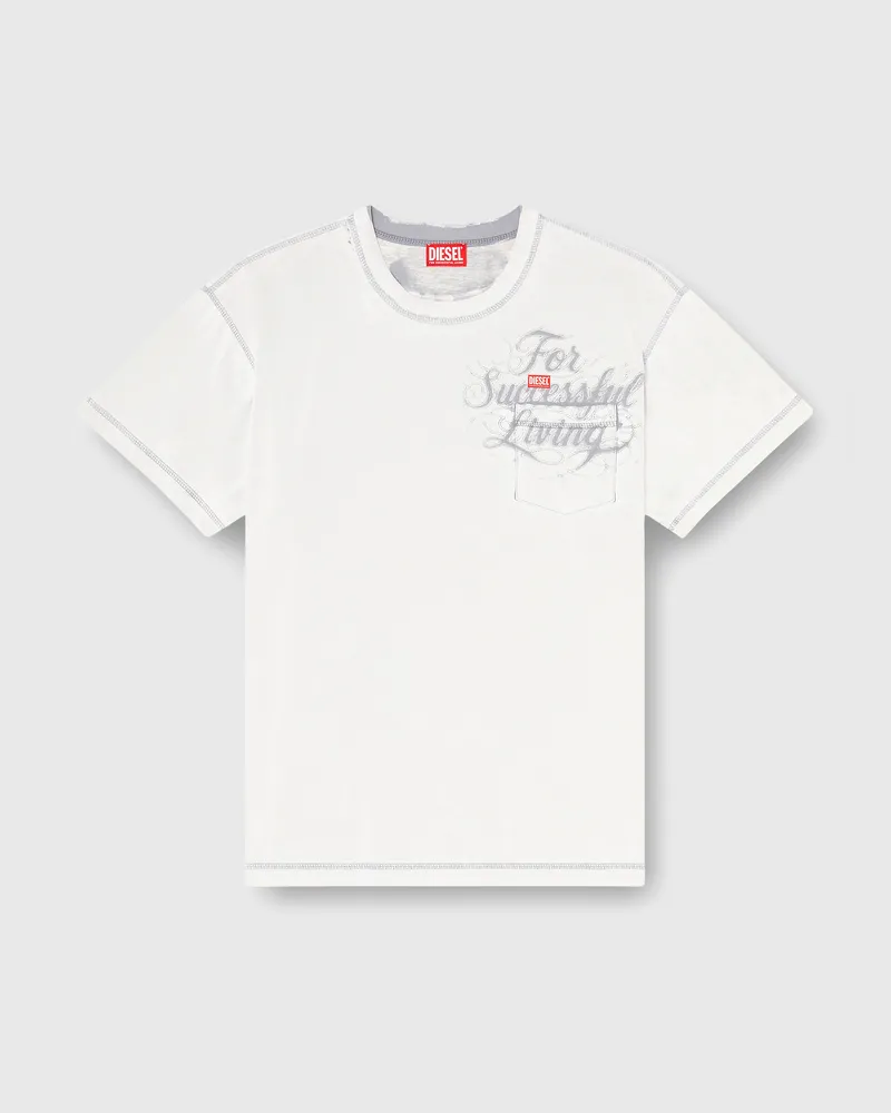 Diesel T-Shirt mit Brusttasche und Grafikprint - T-Shirts - Herren - Weiss Weiss