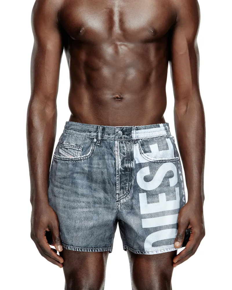 Diesel Mittellange Trompe l'ail-Badeshorts aus Denim - Badeshorts - Herren - Grau Grau
