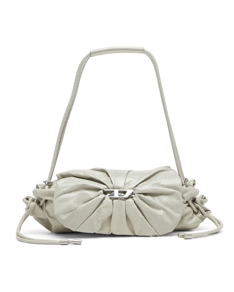 Diesel Scrunch-D-Schultertasche aus Knitter-Leder - Schultertaschen - Damen - Weiss Weiss