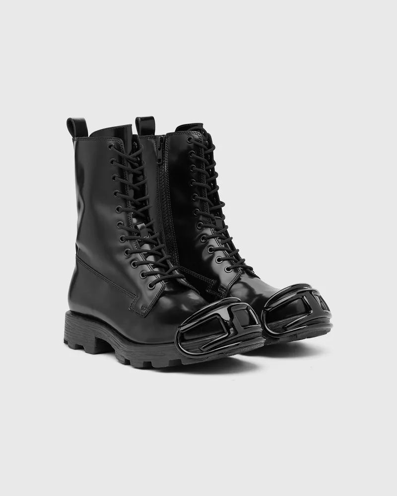 Diesel D-Hammer-Stiefel aus Leder mit Oval D-Zehenkappe - Stiefel - Herren - Schwarz Schwarz