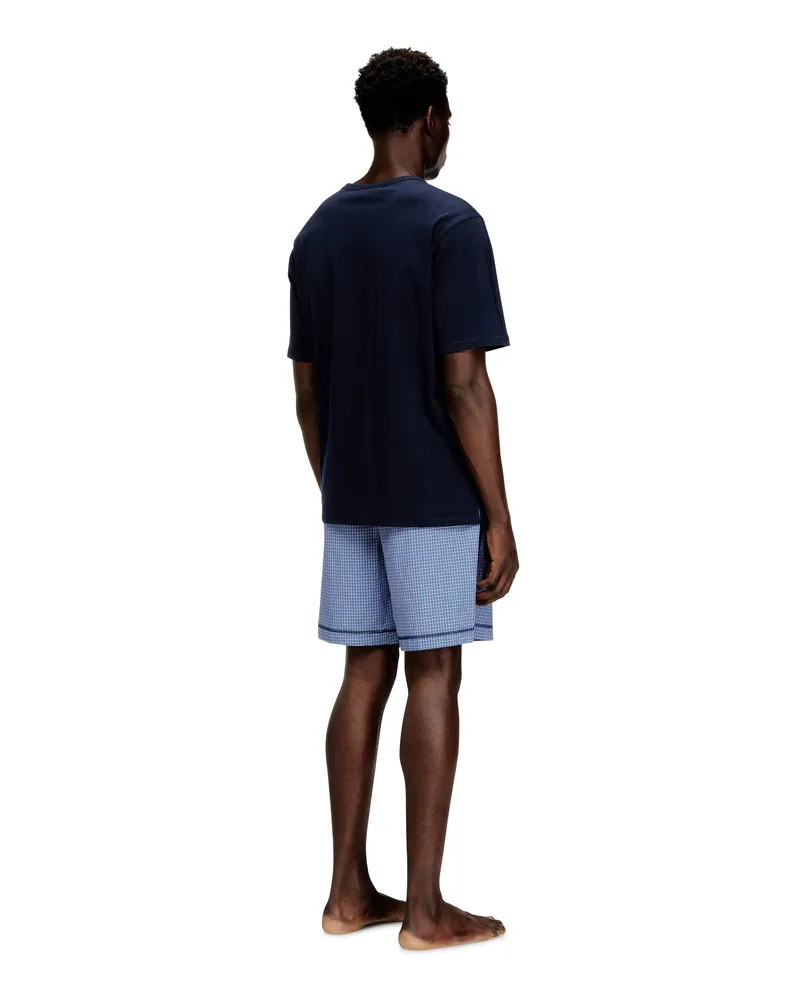 Diesel Baumwoll-Pyjama-Set mit karierten Shorts - Pyjamas - Herren - Blau Blau