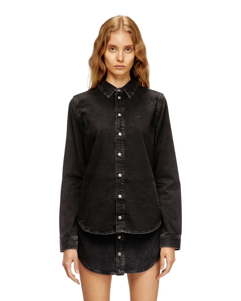 Diesel Jeanshemd mit kontrastierenden Nähten - Denimhemden - Damen - Schwarz Schwarz